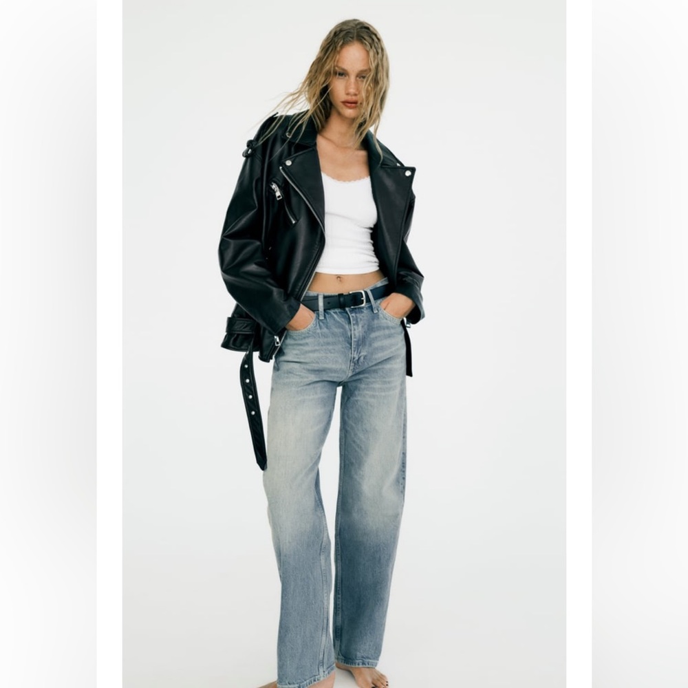Oversized faux leather jacket
